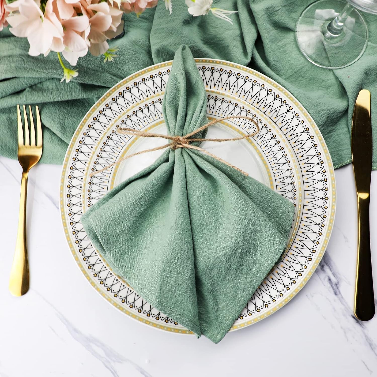 dinner-cloth-napkins-bulk-100-soft-cotton-linen-napkins-washable-napkins-with-hemmed-edges-for-wedding-decorations-christmas-16-16-set-of-12-sage-green