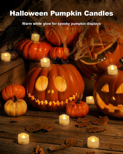 48-Pack Novelty Flickering Flameless Tea Light Candles, 200+ Hours5