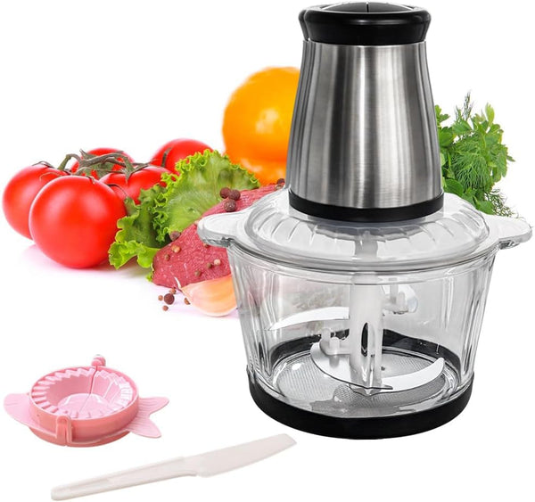 Electric Food Processor and Vegetable Chopper, 2L Glass Bowl Small Food Mixer for Meat, Vegetables, Nuts, with 2-Speed & Pulse Control for Easy Clean, Compact Kitchen Gadget1