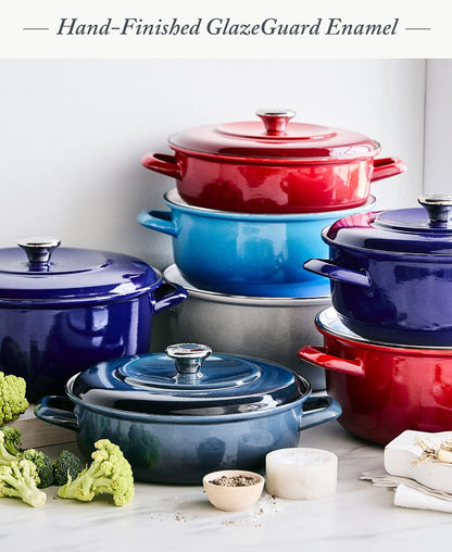 7QT round Dutch Oven Casserole Pot with Lid, European Crafted Enameled Iron Stockpot, Induction & All Cooktops, Braising, Stews, Roasting, Slow Cooking, Sourdough, Cloud Gray8