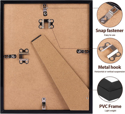 8X10 Picture Frame Set of 12 with Plastic Cover, PVC, Black5