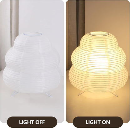 Small Paper Lamp, Japanese Lantern Table Lamp, Paper Table Lamp, Cute Lamp for Desk Bedrooms Bedside(Bulb Included)4
