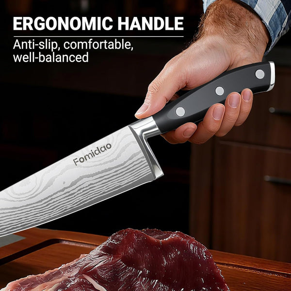 2PCS Chef Knife Set, Razor Sharp Japanese Kitchen Knife Set, High Carbon Steel Damascus Pattern Chef'S Knives, Cooking Knife with Full Tang Handle Design for Home Kitchen8