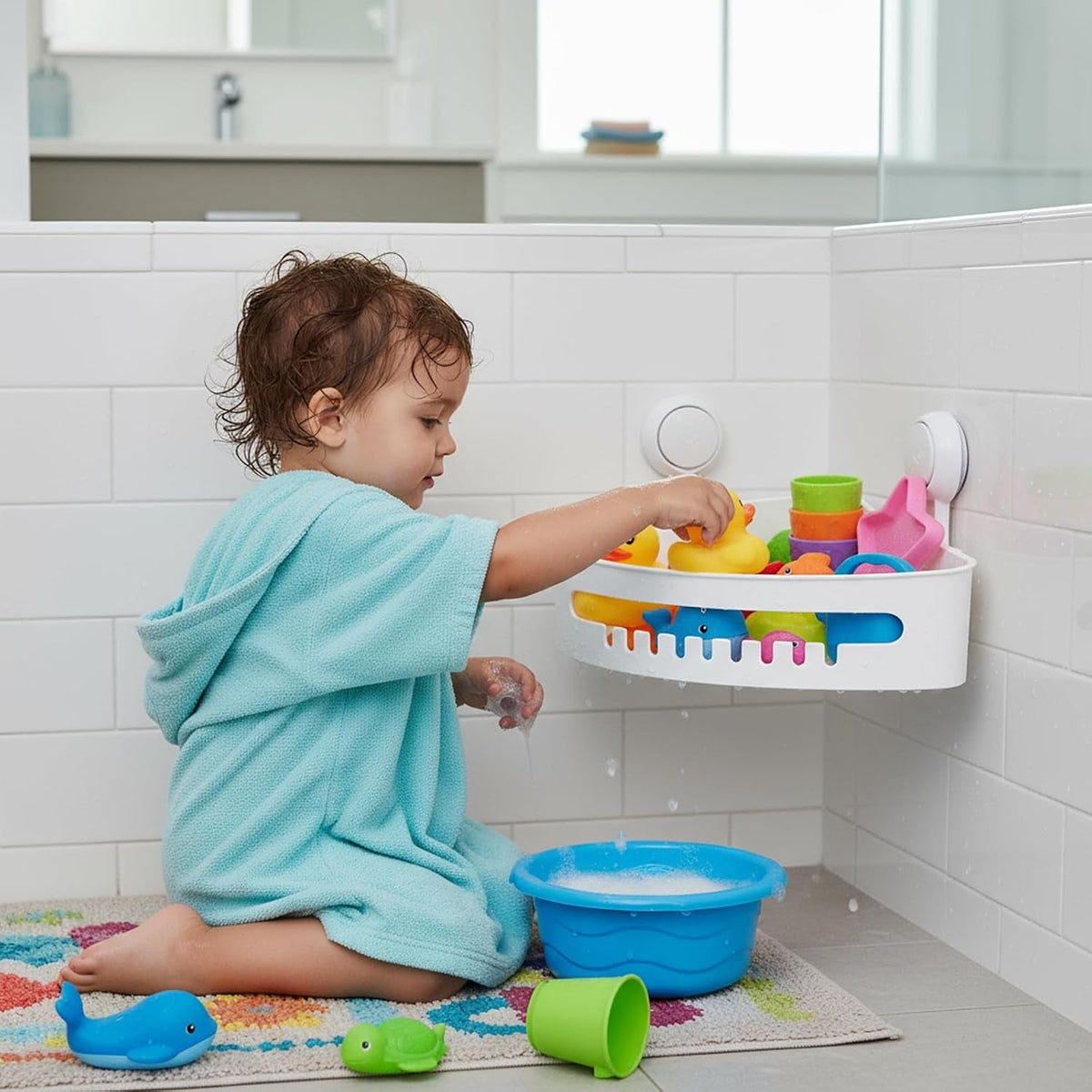 bath-toy-storage-organizer-kids-bathtub-toy-holder-with-drain-holes-shower-caddy-for-bathtub-no-drilling-corner-shower-caddy-suction-cup-waterproof-storage-basket-for-bathroom-kitchen