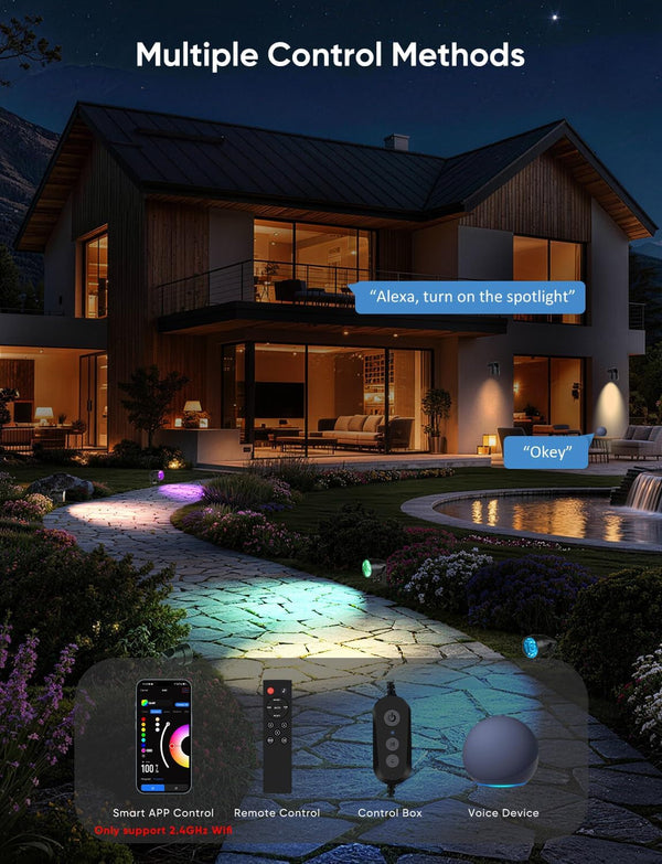 Landscape Lighting, RGBW Spotlights with APP Control,8 Pack4