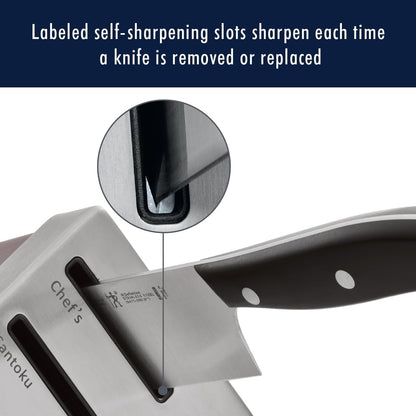 Henckels International Statement 14-Pc Self-Sharpening Knife Block Set, 6 Steak Knives, Paring, Santoku, Bread, Chef’S Knife, & More, Natural Block Color3