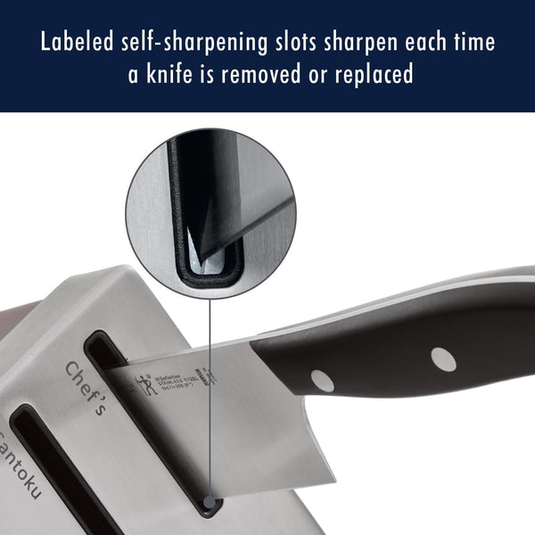 Henckels International Statement 14-Pc Self-Sharpening Knife Block Set, 6 Steak Knives, Paring, Santoku, Bread, Chef’S Knife, & More, Natural Block Color3