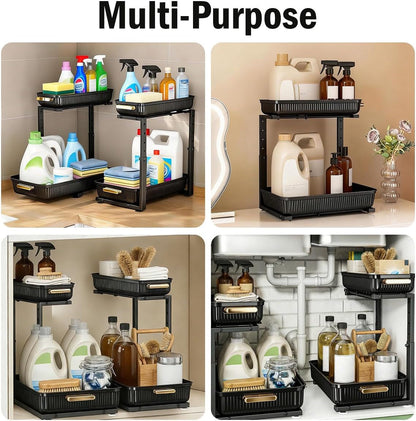 under Sink Organizer - 2 Pack Multi-Purpose Pull-Out Storage Shelf3
