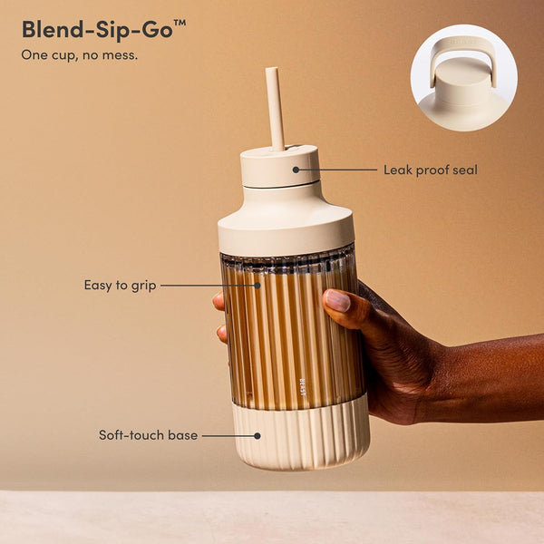 Beast Mini Blender Plus, Countertop Blender, Sand, 600W | Blend Smoothies, Shakes, Dressings, Sauces & Dips, Extra Tritan Vessels, Straw Cap & Straws Included6
