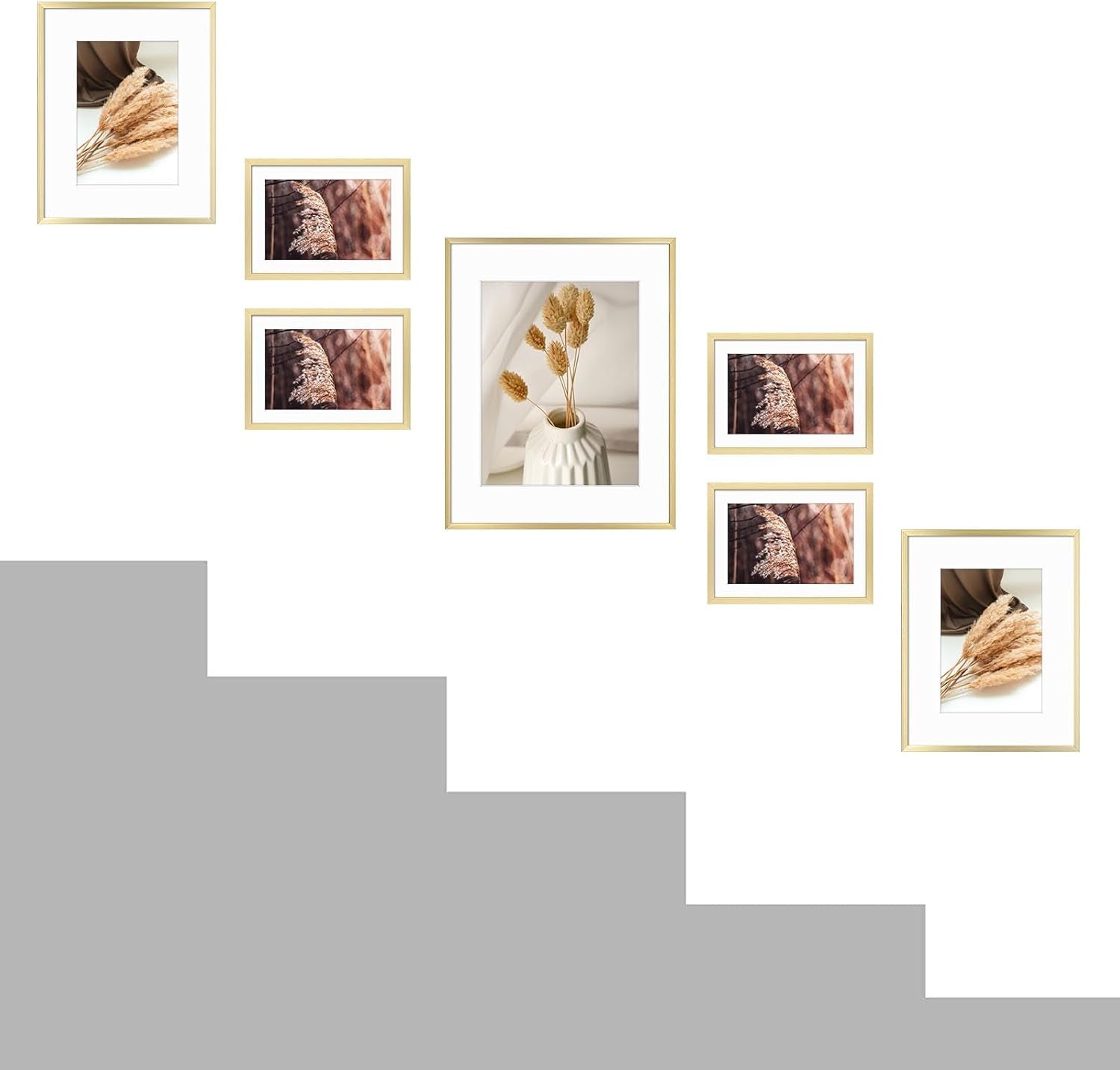 7-pack-gold-aluminum-frame-with-white-mat-real-glass