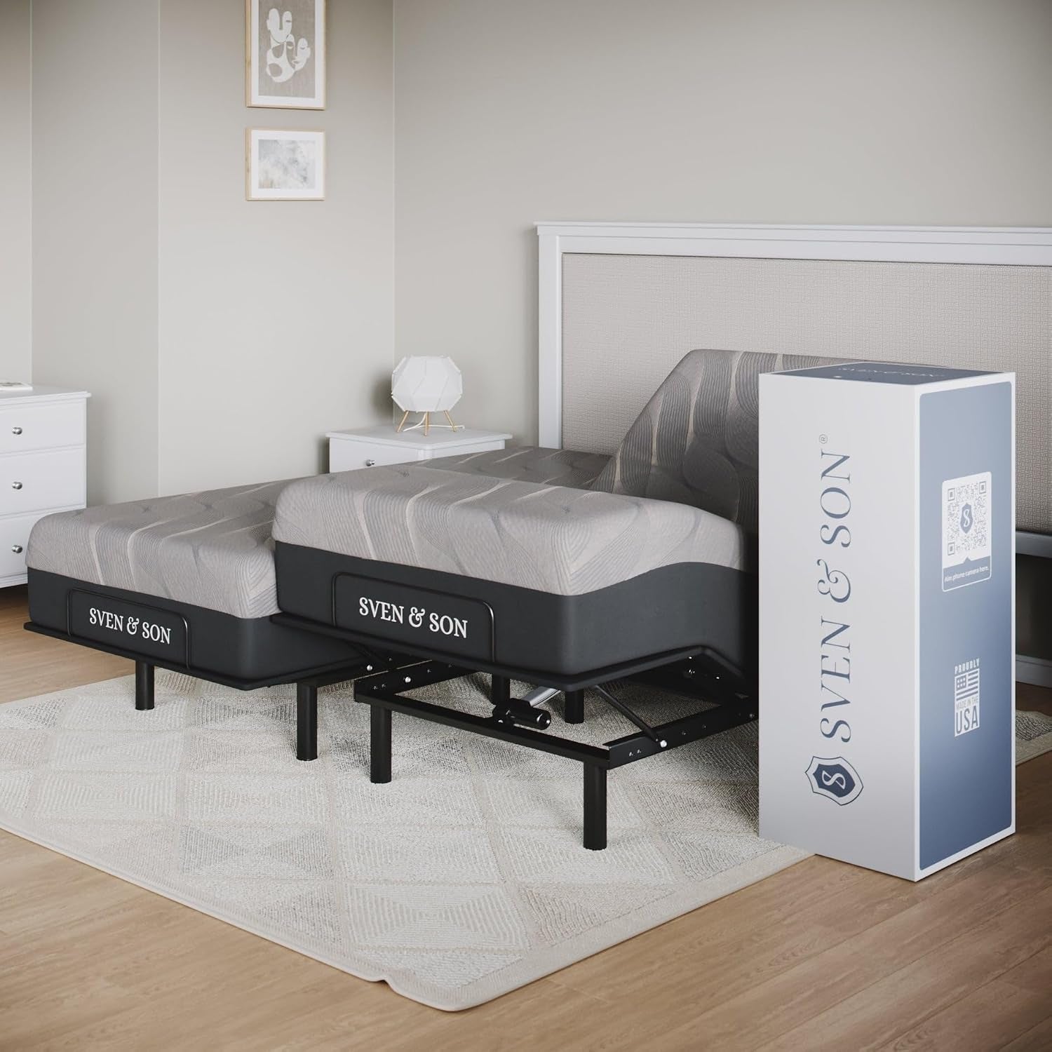 sven-son-essential-adjustable-bed-base-frame-14-inch-hybrid-spring-matt-medium-soft-easy-assembly-head-and-foot-lift-memory-positions-zero-gravity-wireless-remote-split-king
