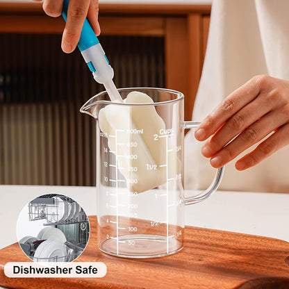 2 Cup Glass Measuring Cup, Liquid Measuring Cups with Three Scale and V-Shaped Mouth, Glass Coffee Cups with Handle, Glass Beaker for Kitchen or Restaurant 500 ML6