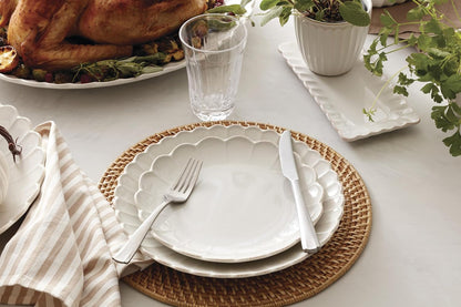 French Perle Scallop White Dinnerware Set with Accent Plates9