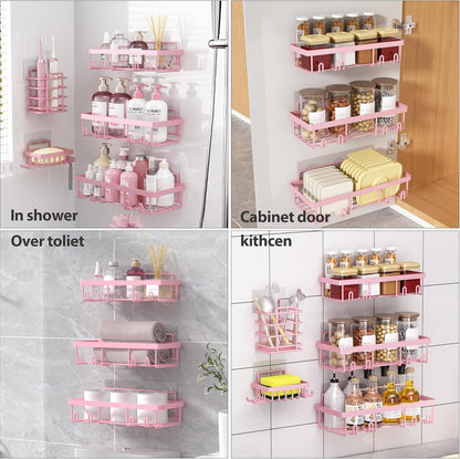 5 Pack Shower Caddy for inside Shower, Pink Bathroom Decor Set8