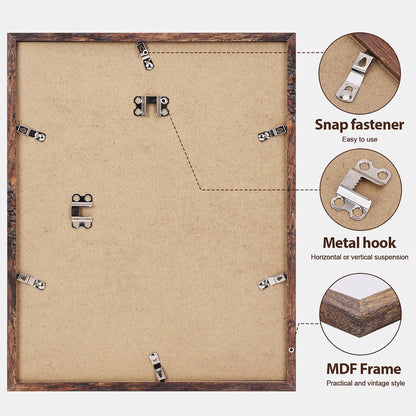 11X14 Picture Frame, MDF Frame with Plastic Cover, Rustic Brown5
