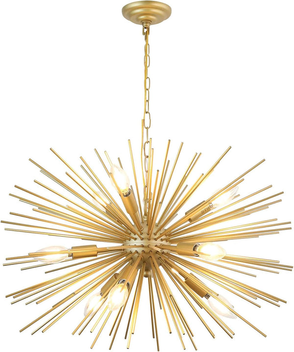 24In 9-Lights Gold Sputnik Chandelier Mid-Century Modern Starburst1