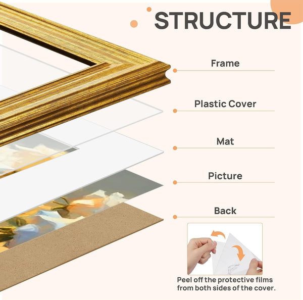 4X6 Picture Frame, Vintage Frames Decor, 1Pack Gold3