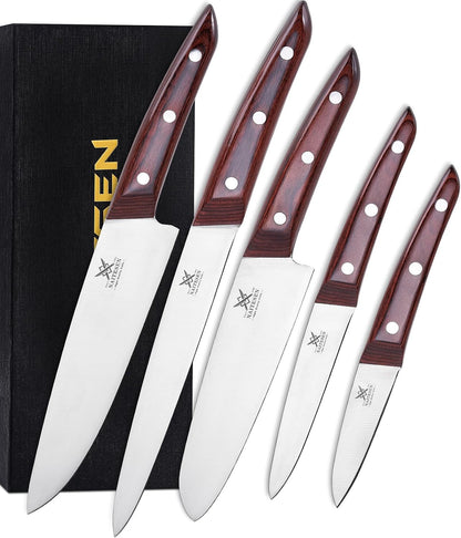 5PCS Professional Kitchen Chef Knife Set with Blade Guards1