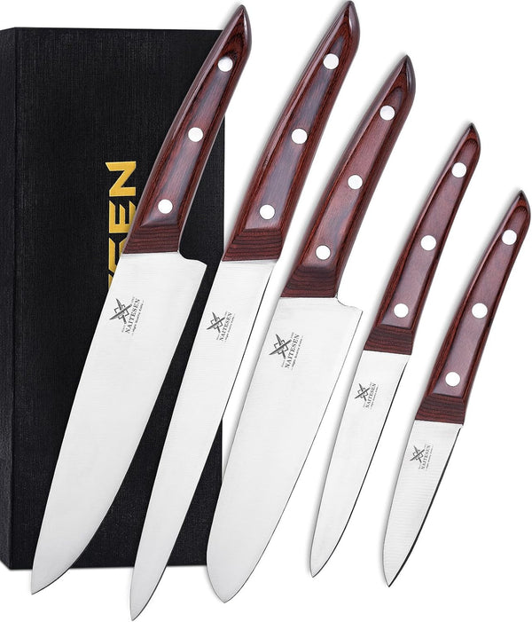 5PCS Professional Kitchen Chef Knife Set with Blade Guards1