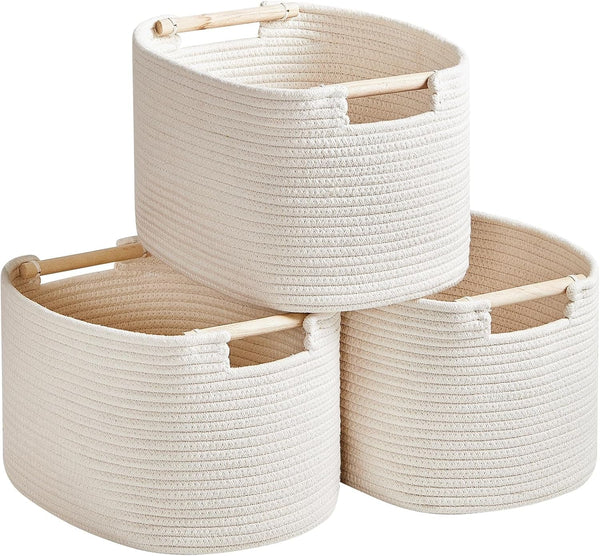 3 Pack Storage Basket for Cabinet and Toy Organization - 13"X9.8"X8.7" Baskets for Storage - Baby Toy Bin - Toy Storage Organizer - Ideal for Empty Gift Baskets to Fill-White1