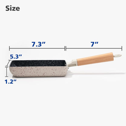 Ceramic Coating Square Japanese Tamagoyaki Omelette Small Skillet, Non-Stick Rectangle Egg Roll Pan with Wood Handle6