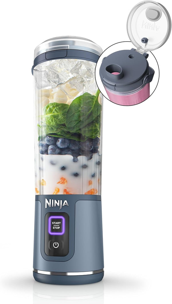 Ninja BC151NV Blast Portable Blender, Cordless, 18Oz. Vessel, Personal Blender-For Shakes & Smoothies, BPA Free, Leakproof-Lid & Sip Spout, USB-C Rechargeable, Dishwasher Safe Parts, Denim Blue | USB-C Rechargeable, Cordless Blending Anywhere. Blastblade Crushes Ice & Frozen Fruit. Leakproof Sip Lid, Dishwasher Safe.1