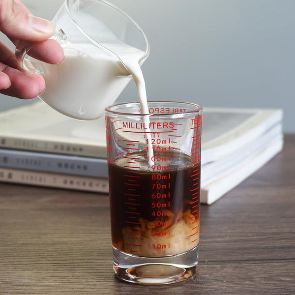 Measuring Cup Shot Glass 4 Ounce/120Ml Liquid Heavy High Espresso Glass Cup Black Line (1, Red)3