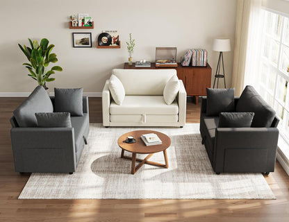 51" Loveseat Sofa Bed, Pull Out Love Seat for Small Space, Folding Couch Bed for Living Room, Bedroom, Dark Gray7