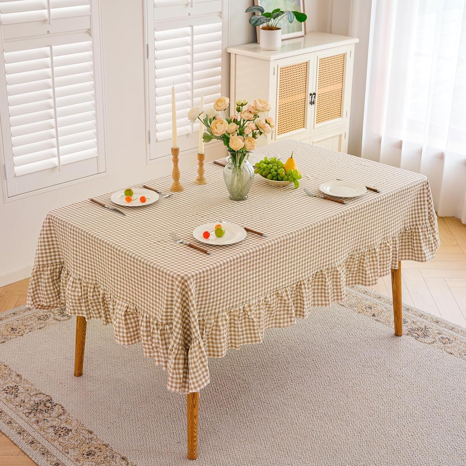 brown-gingham-ruffled-tablecloth-84x60-inches-rectangle-buffalo-plaid-cover