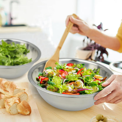 8 Quart, Set of 2, Mixing Bowls, Stainless Steel, Professional Chef, Commercial Kitchen, 13.25 Inches Diameter, Flat Base5