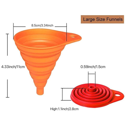 Kitchen Funnel Set 4 Pack, Small and Large, Kitchen Gadgets Accessories Foldable Silicone Collapsible Funnels for Filling Water Bottle Liquid Transfer Food Grade3