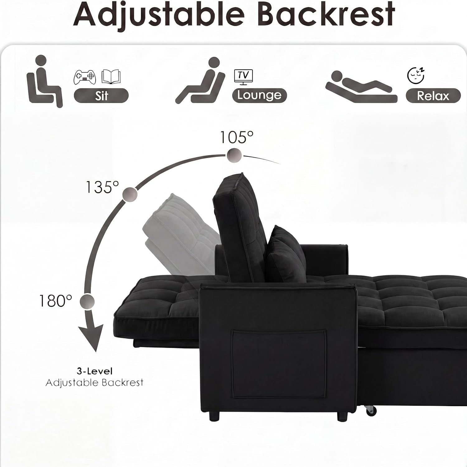 3-in-1-convertible-sleeper-sofa-bed-54-full-size-velvet-pull-out-futon-couch-recliner-with-reclining-backrest-2-pillows-small-loveseat-lounge-couches-for-small-spaces-black