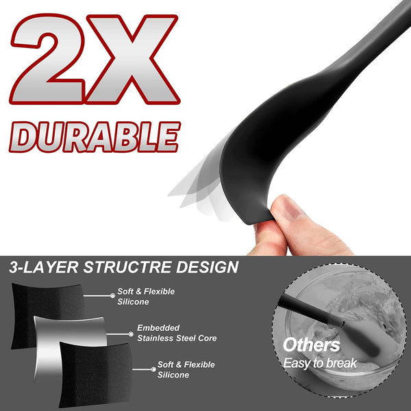 Silicone Spatula Set of 5 - Seamless One-Pieces Design, Non-Stick Rubber Spatulas Kitchen Scraper Flexible for Easy Baking, Cooking, Scraping & Mixing, Heat Resistant & Dishwasher Safe4