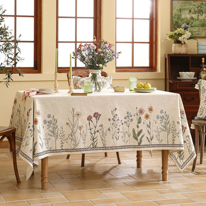 Designer Linen Rectangular Tablecloth,87"X55"-Serenity G9
