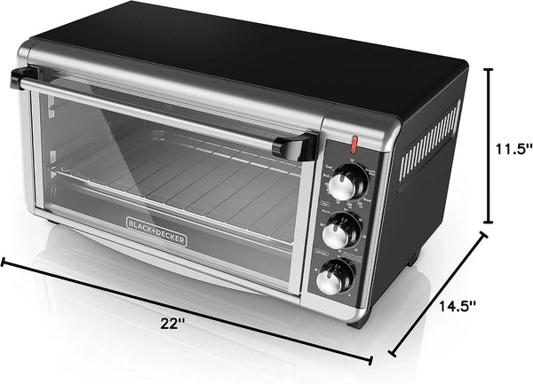 BLACK+DECKER TO3250XSBD 8-Slice Extra Wide Convection Countertop Toaster Oven, Includes Bake Pan, Broil Rack & Toasting Rack, Stainless Steel/Black12