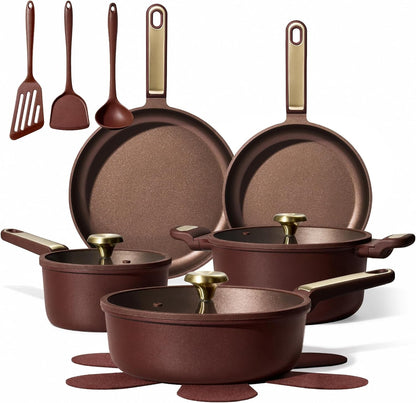 Cookware Sets, Pots and Pans Set Non Stick, 16Pcs | Cooking Set with Silicone Lids, Dishwasher Safe, Space Saving, Fit All Stovetops, Stay-Cool Handle1