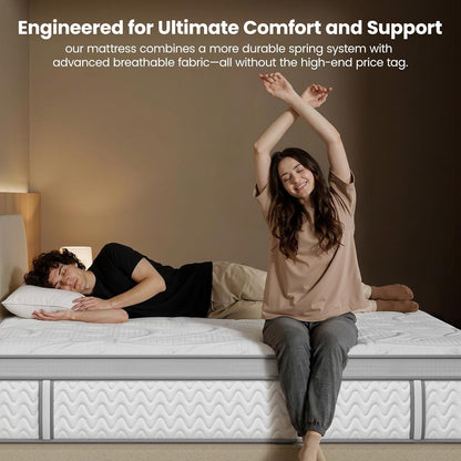 Firm Cooling Mattress - Deep Sleep Hybrid Mattress for Pain Relieving - Bed in a Box for Back & Side Sleepers - Certipur-Us Certified, 365-Night Trial, Forever Warranty (White, King, 14'' Firm)6