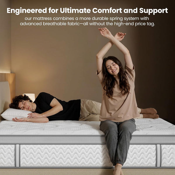 Firm Cooling Mattress - Deep Sleep Hybrid Mattress for Pain Relieving - Bed in a Box for Back & Side Sleepers - Certipur-Us Certified, 365-Night Trial, Forever Warranty (White, King, 14'' Firm)6