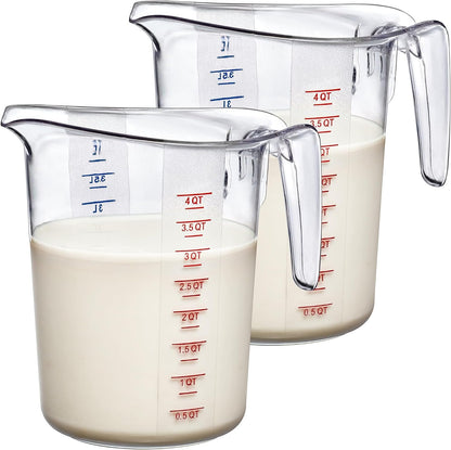 '- Melissa - 128-Ounce Plastic Measuring Pitcher (2-Pack), 16-Cup (4-Quart) Food-Grade Measuring Jug, Unbreakable, Stackable, Dishwasher-Safe, Great for Oil, Vinegar, Flour, and More5