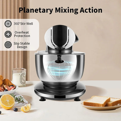 Stand Mixer, 8.5QT+ 6QT Two Stainless Steel Bowls Electric Food Mixer Black | 7 in 1 Multifunctional Kitchen Mixer with Dough Hook, Whisk, Beater, Meat Grinder,Pasta & Cookie Maker5