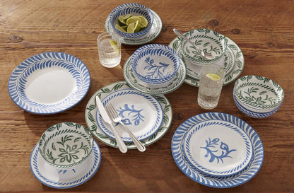 Solear Blue Stoneware 12-Piece Dinnerware Set for 49