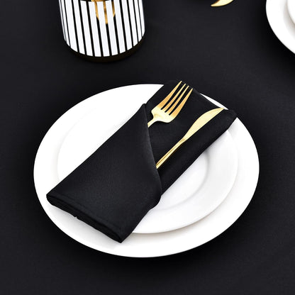 Set of 4 Black Cloth Napkins 17 X 17 Inches Solid Washable Polyester Dinner Napkins with Hemmed Edges for Dinners Parties Weddings Banquets Events Table Decoration3