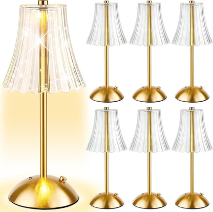 6 Pcs Cordless Table Lamp Rechargeable Touch Lamp, Gold Flower1