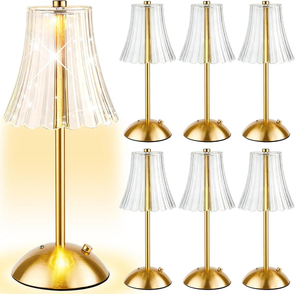 6 Pcs Cordless Table Lamp Rechargeable Touch Lamp, Gold Flower1