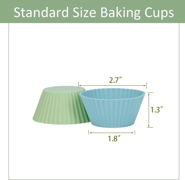 Silicone Baking Muffin Cups 12 Pack, Reusable Cupcake Liners Cake Molds, BPA Free, Dishwasher Safe(White, Green, Navy, Dusty Blue) | Silicone Material, Non-Stick, Round, BPA Free, Dishwasher Safe, Orange Colors7