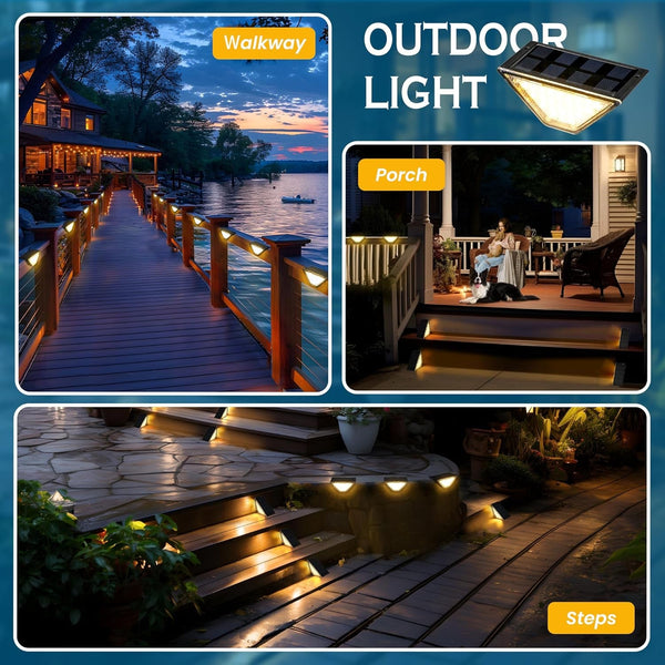 Solar Step Lights, Stair Lights Outdoor Waterproof Decor 6 Pack Warm White3