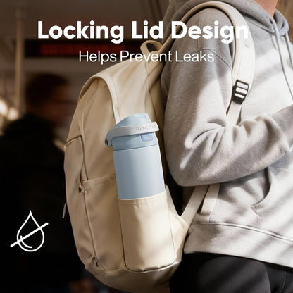 Leakproof Insulated Water Bottle with Straw Dual-Sip Water Bottle Bag-Safe Design for Work, Commute & Gym – Keeps Drinks Cold All Day, 24 Oz, Cloud-Hill White4