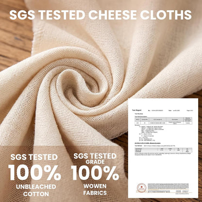 6Pcs Cheese Cloths 18X18 Inch, Grade 100 Cheesecloth for Straining | Reusable Cheese Cloth with Reinforced Edges, Unbleached Cotton Muslin Fabric Strainer for Baking,Juicing,Milk,Cheese, Crafts3