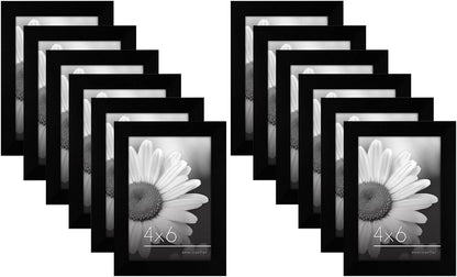 4X6 Picture Frame with Polished Plexiglass - Set of 12 - Signature Collection - Picture Frames with Engineered Wood - Photo Frame for Tabletop and Wall Display - Black1