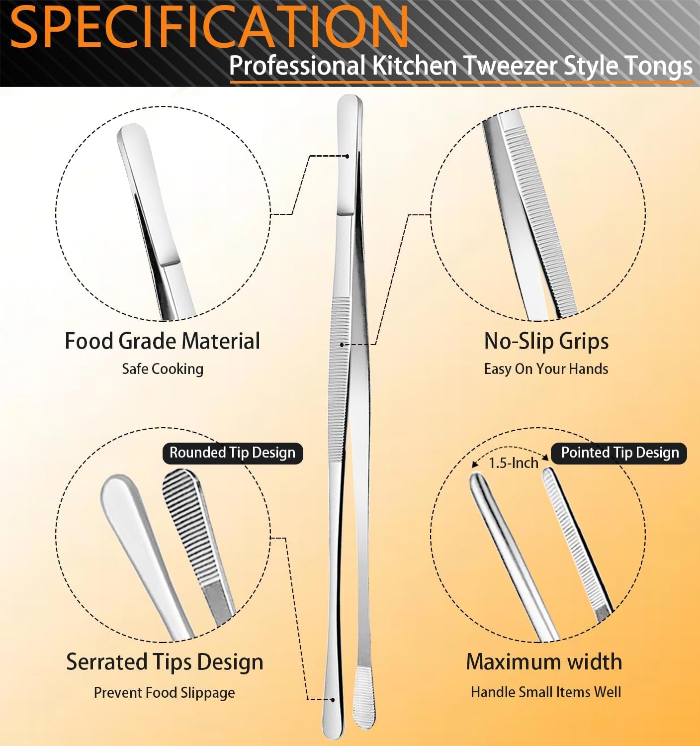 6-pcs-cooking-tweezer-tongs-12-and-6-3-stainless-steel-kitchen-tweezer-set-professional-chef-tweezers-for-cooking-repairing-sea-food-bbq-multi-use